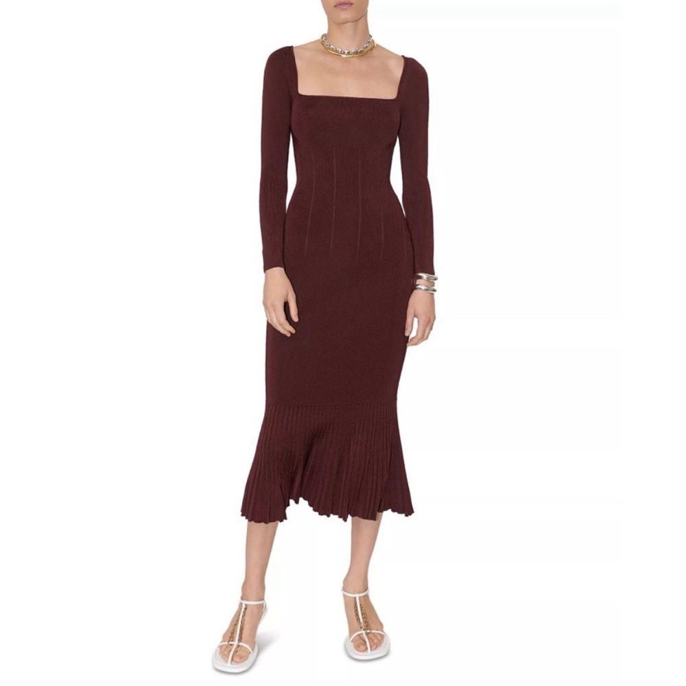 Galvan London BURGUNDY Atalanta Midi Dress, Size XL New w/Tag Retail $950